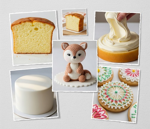 colage con distintas tecnicas de pasteleria